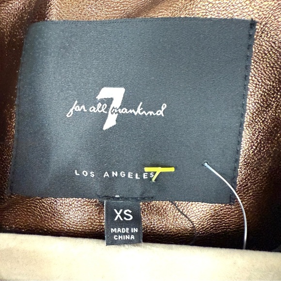7 For All Mankind Women's Metallic Brown Leather Jacket size XS - Picture 7 of 8